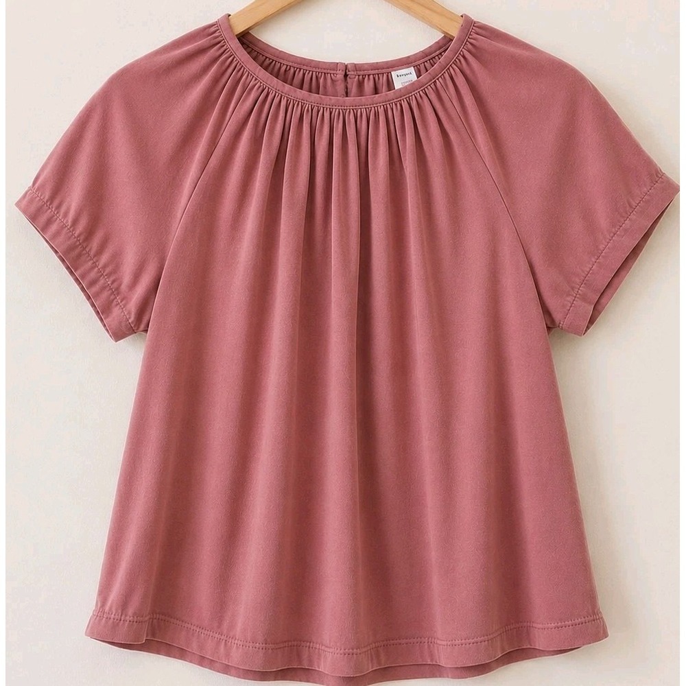 Velvet Top Women Medium Mauve Pink Short Sleeve Soft Luxe Velour Romantic Blouse